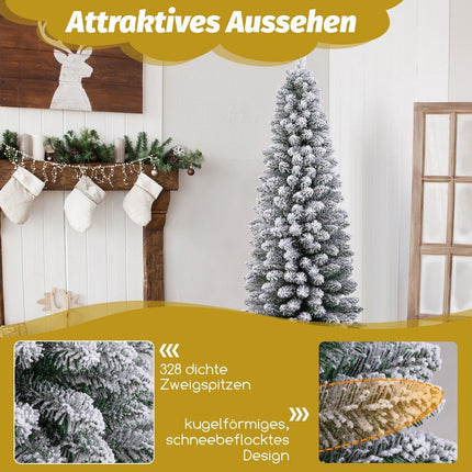 Artificial Christmas tree pencil 150 cm Christmas tree with snow green