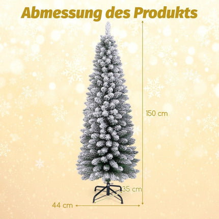 Artificial Christmas tree pencil 150 cm Christmas tree with snow green