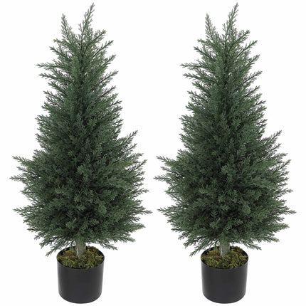 Artificial Cypress Plants, UV Resistant, Set of 2