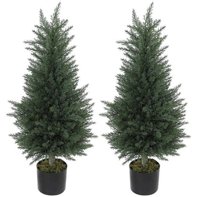 Artificial Cypress Plants, UV Resistant, Set of 2