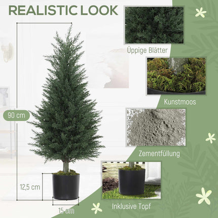 Artificial Cypress Plants, UV Resistant, Set of 2