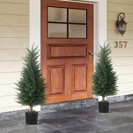 Artificial Cypress Plants, UV Resistant, Set of 2