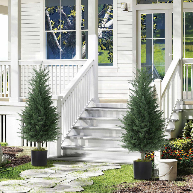Artificial Cypress Plants, UV Resistant, Set of 2