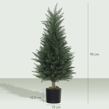 Artificial Cypress Plants, UV Resistant, Set of 2