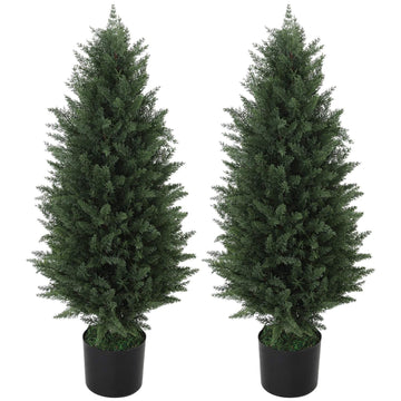 Set of 2 90 cm UV-resistant artificial cypress trees