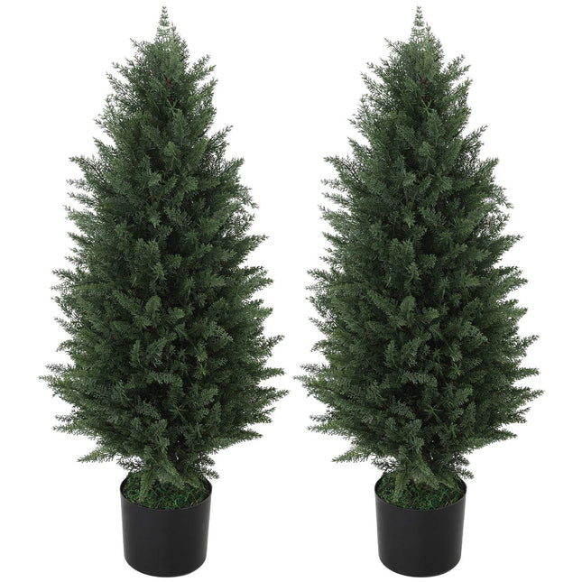 Set of 2 90 cm UV-resistant artificial cypress trees