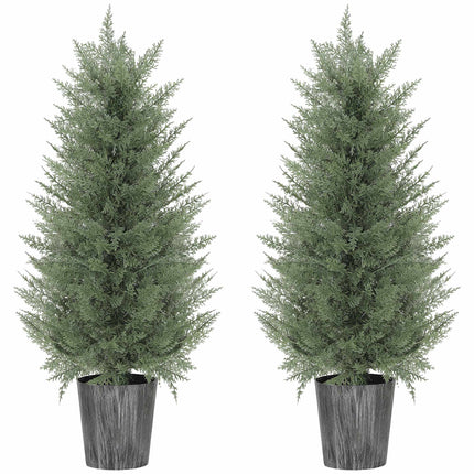 Artificial Cypress Trees Set, 2-Pack, UV Resistant, 81 Leaves