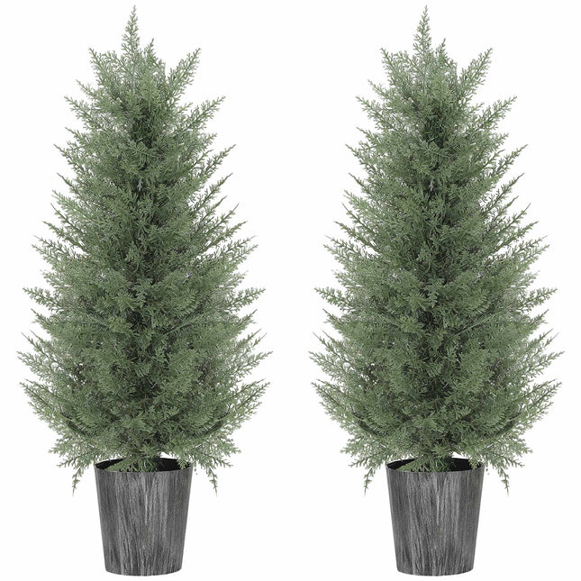 Artificial Cypress Trees Set, 2-Pack, UV Resistant, 81 Leaves