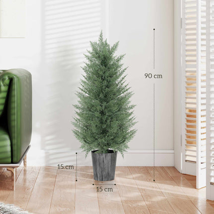 Artificial Cypress Trees Set, 2-Pack, UV Resistant, 81 Leaves