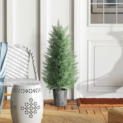 Artificial Cypress Trees Set, 2-Pack, UV Resistant, 81 Leaves