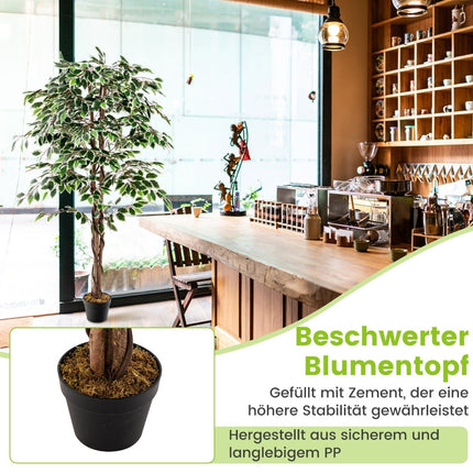 Artificial Ficus Tree, 160 cm, 1008 Leaves, Real Wood Trunk
