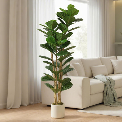Artificial Fiddle Leaf Fig Tree 180 cm, Wood Trunk, Pot