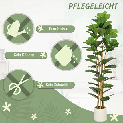 Artificial Fiddle Leaf Fig Tree 180 cm, Wood Trunk, Pot
