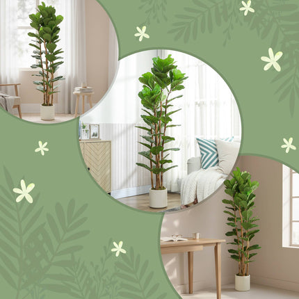 Artificial Fiddle Leaf Fig Tree 180 cm, Wood Trunk, Pot