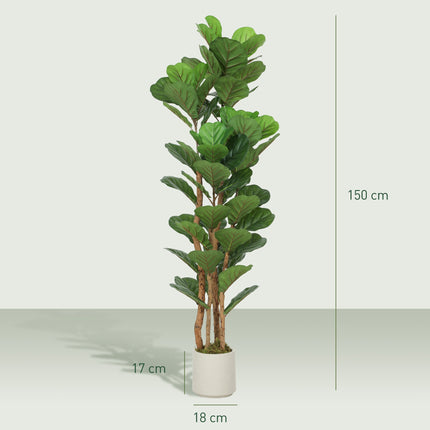 Artificial Fiddle Leaf Fig Tree, 71 Leaves, 150 cm Tall