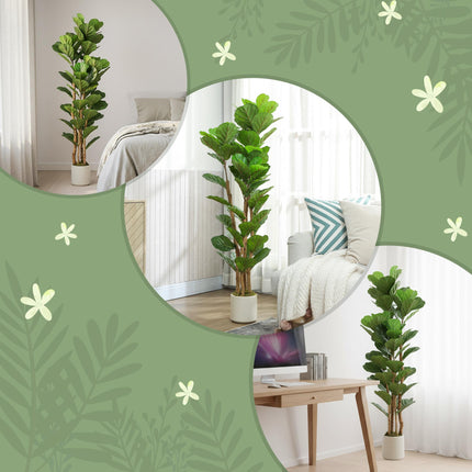 Artificial Fiddle Leaf Fig Tree, 71 Leaves, 150 cm Tall