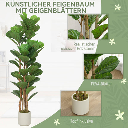 Artificial Fiddle Leaf Fig Tree, 71 Leaves, 150 cm Tall