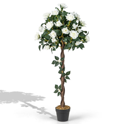 Artificial Flower Tree with White Roses, 120 cm