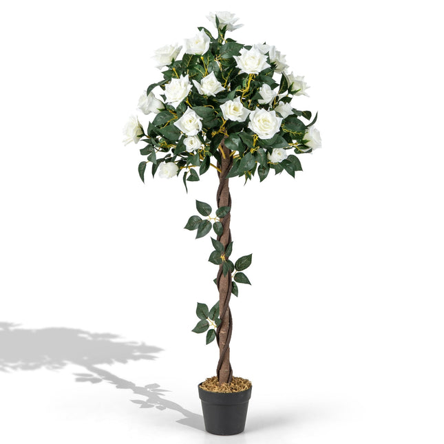 Artificial Flower Tree with White Roses, 120 cm