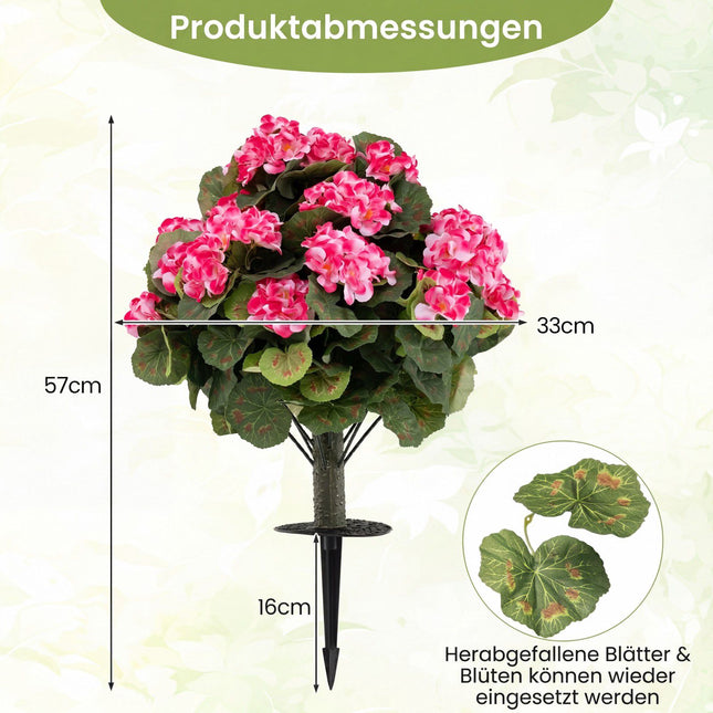 Artificial Geranium Plants, 2-Pack, Pink, Indoor/Outdoor