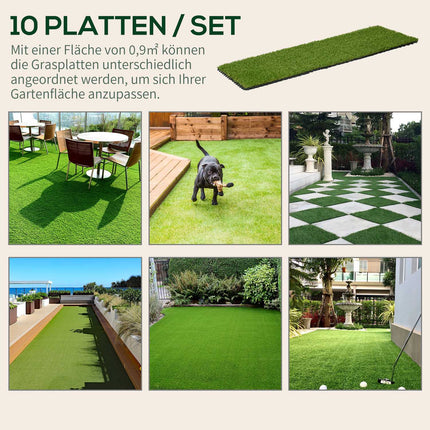 Artificial grass mat, 10-pack - 25 mm, 30x30 cm, dark green
