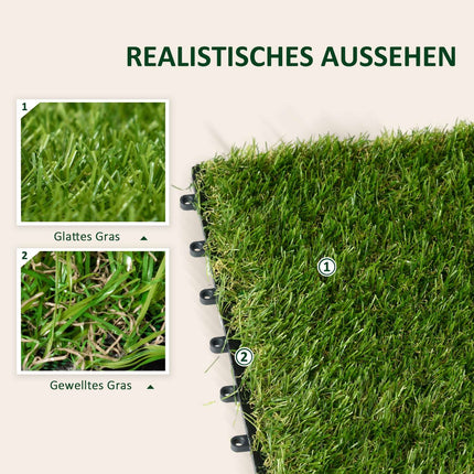 Artificial grass mat, 10-pack - 25 mm, 30x30 cm, dark green