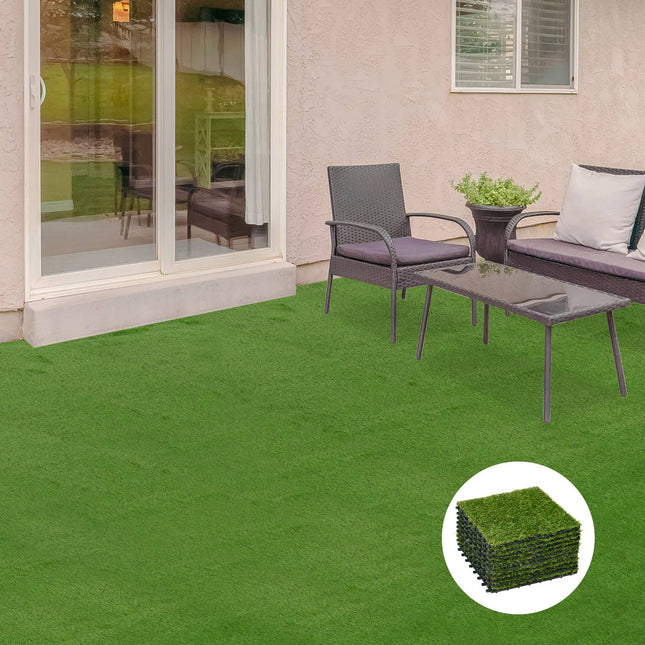 Artificial grass mat, 10-pack - 25 mm, 30x30 cm, dark green