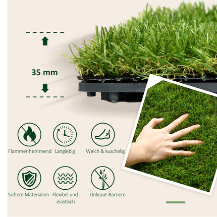 Artificial grass mat, 10-pack - 25 mm, 30x30 cm, dark green
