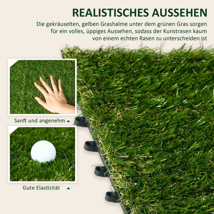Artificial Grass Tiles - Pack of 10, 25mm, for garden use