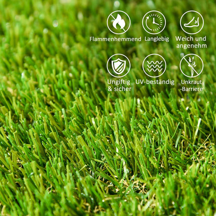 Artificial Grass Tiles - Pack of 10, 25mm, for garden use