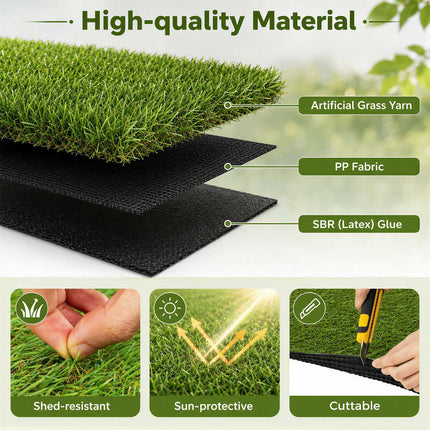 Artificial Grass Rug 5x1m, 20mm Pile, Drainage Holes