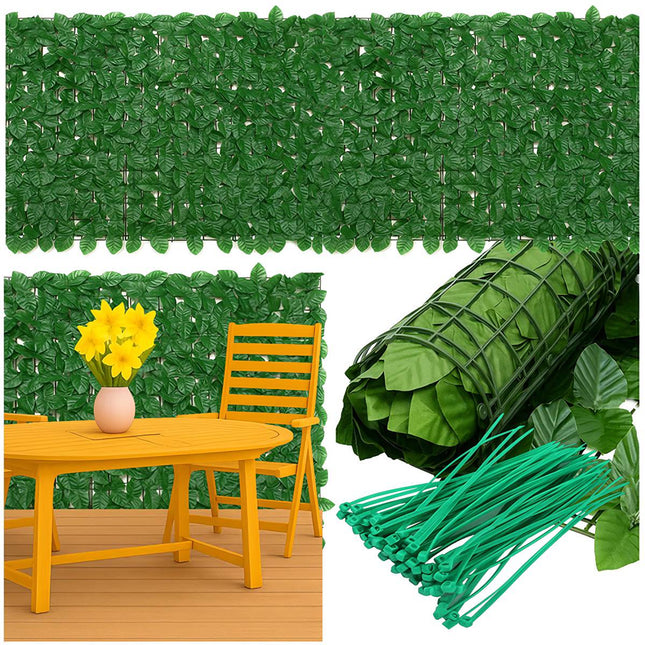 Artificial Hedge for Balcony, 3x1m, Green Privacy Screen