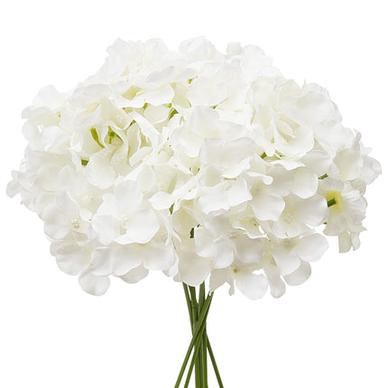 Artificial Hydrangea Flowers, White Silk, 65 Stems