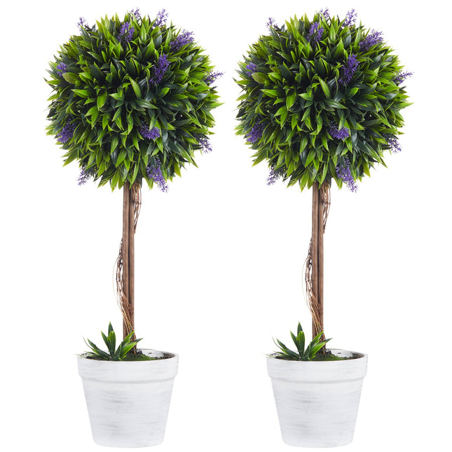 Artificial lavender plants - 60 cm, set of 2 with moss pot