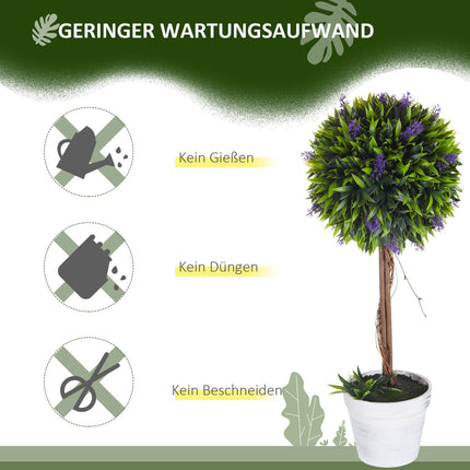 Artificial lavender plants - 60 cm, set of 2 with moss pot