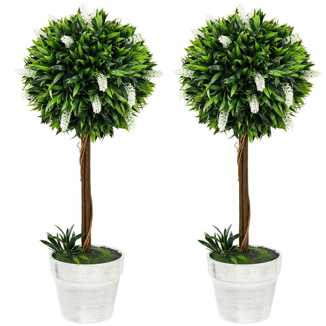 Set of 2 large 60 cm artificial lavender plants in pots