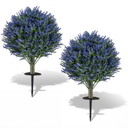 Artificial Lavender Topiary Ball Trees, Set of 2, Spikes