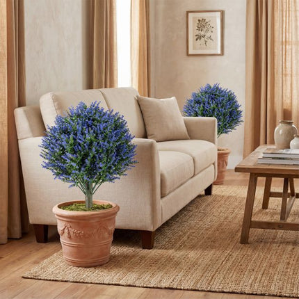 Artificial Lavender Topiary Ball Trees, Set of 2, Spikes