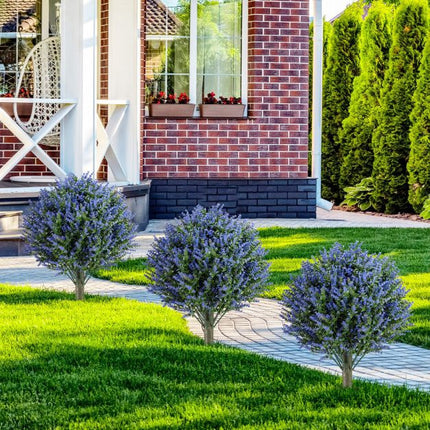 Artificial Lavender Topiary Ball Trees, Set of 2, Spikes