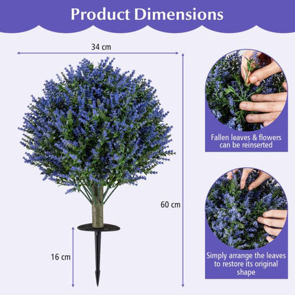 Artificial Lavender Topiary Ball Trees, Set of 2, Spikes