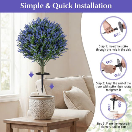 Artificial Lavender Topiary Ball Trees, Set of 2, Spikes