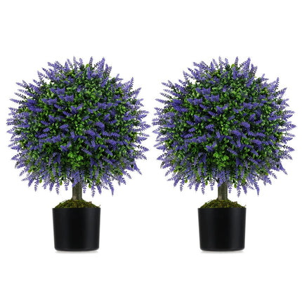 Artificial Lavender Topiary Trees, 58cm, Set of 2