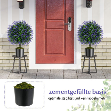 Artificial Lavender Topiary Trees, 58cm, Set of 2
