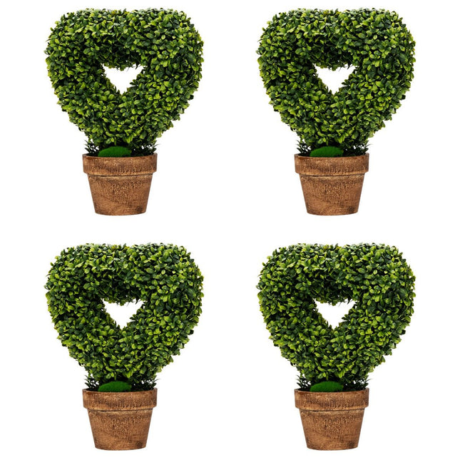 Artificial Mini Potted Plants 4-Pack, Heart-Shaped Decor