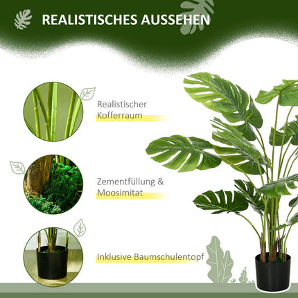 Artificial 120 cm Monstera plant in planter - lifelike greenery