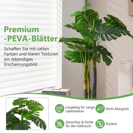 Artificial Monstera Plant, 120 cm, 20 Leaves, Durable