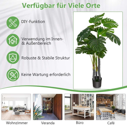 Artificial Monstera Plant, 120 cm, 20 Leaves, Durable