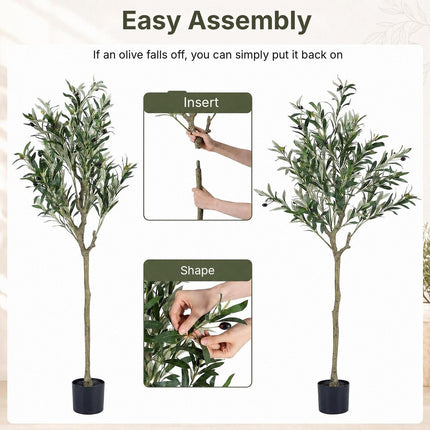 Artificial Olive Tree 150 cm with 24 Olives, 576 Silk Leaves, Green
