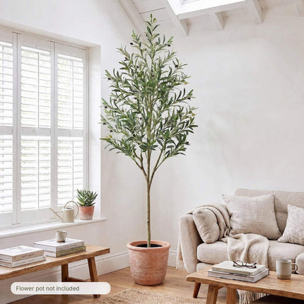 Artificial Olive Tree 190 cm with 38 Olives and 866 Leaves, Indoor Faux Plant