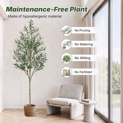 Artificial Olive Tree 190 cm with 38 Olives and 866 Leaves, Indoor Faux Plant